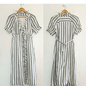 Pilcro Black and White Striped Midi Dress